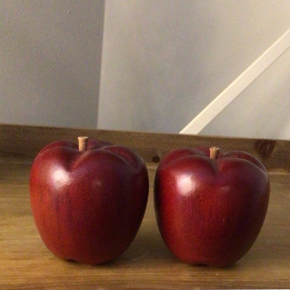 Set of Two Red Decorative wooden Apples